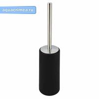 Ёрш для унитаза напольный устойчивый, конус Чёрный пластиковый с хромиров ёршиком САНАКС  (814)